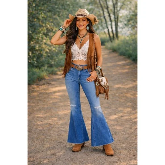 BOOT BARN Shyanne Hi Rise Ripped Flare Jeans - Picture 1 of 10